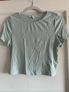 She + Sky Light Mint Ribbed Crop Top